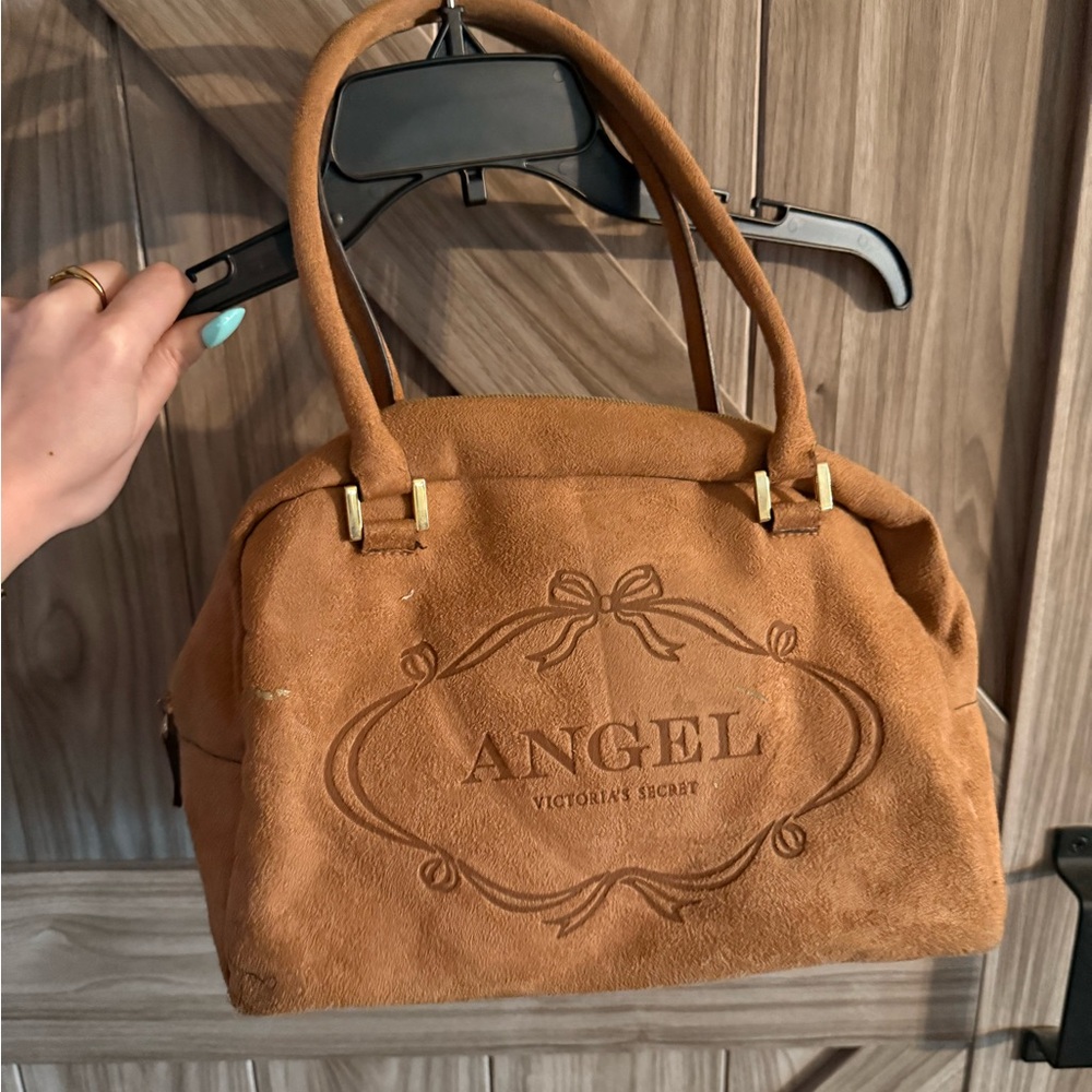 Victoria's Secret Tan Satchel Bag with Embossed Logo